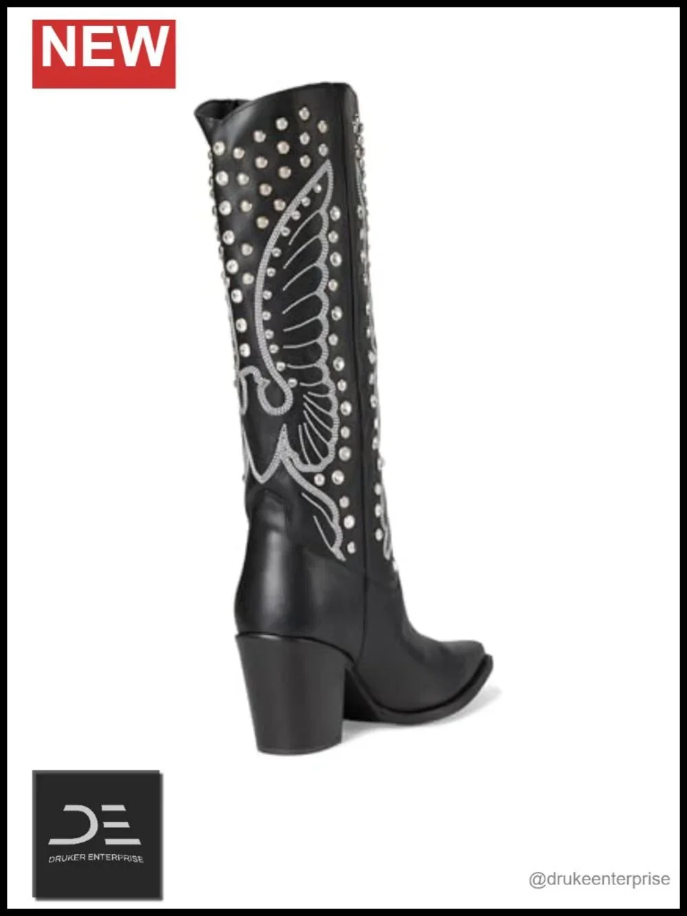 Dingo Women's Leather Knee High Casual Boots Block Heel Snip Toe